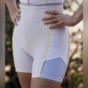 Anthropologie X The Upside Colorblocked Pastel Paneled Bike Shorts Pearl Active